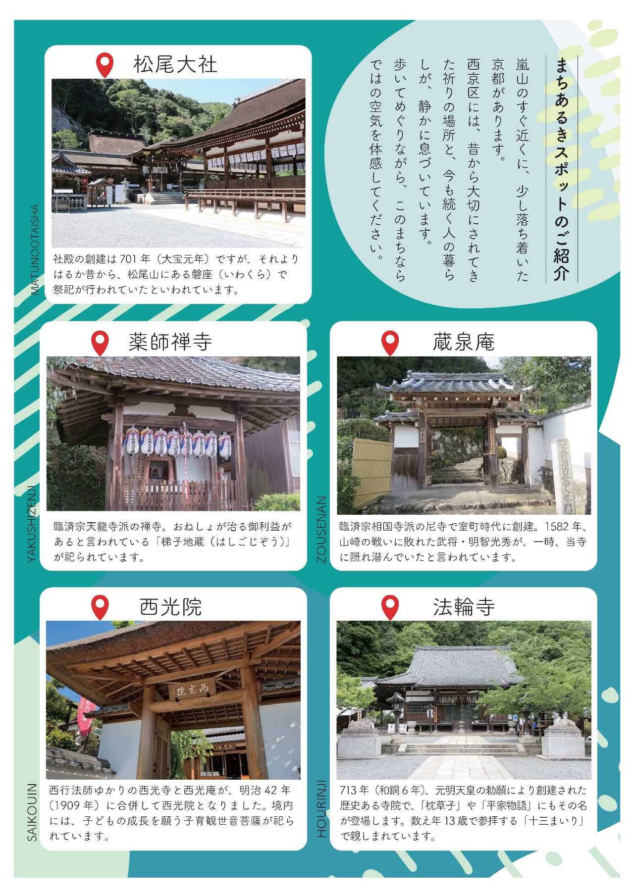 嵐山東周辺の寺社などを巡る！まちあるきツアースポット紹介