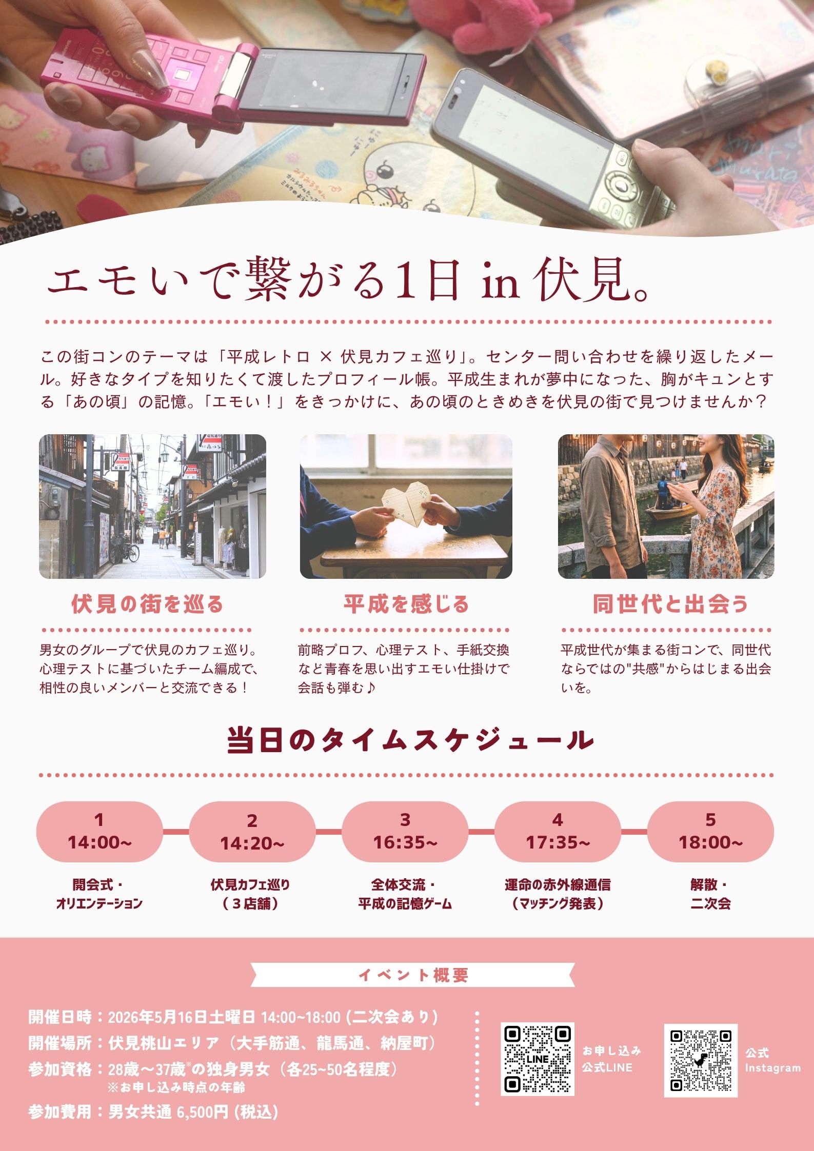 街歩き婚活事業『平成アオハル街婚 in 伏見』フライヤー裏